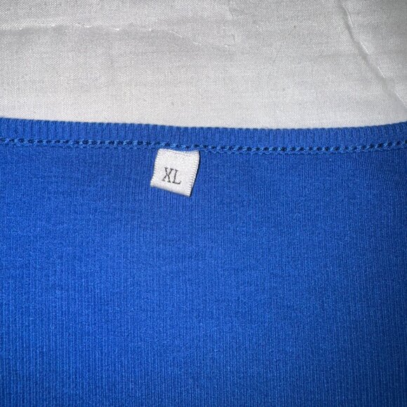 Bright Blue Ribbed Bodysuit – Size XL – Square Neckline - Picture 5 of 7